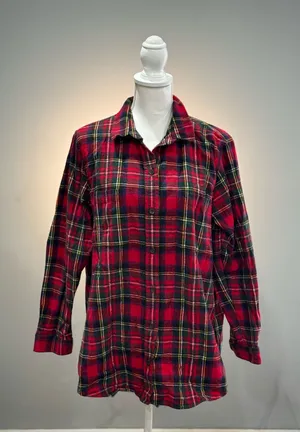 Red L.L. Bean Relaxed Fit Flannel Button Down Size XLP EUC thumbnail 1