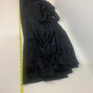 Zapelle Women's L/XL Black Sheer Burnout Velvet Floral Midi Dress Ruched Sleeves thumbnail 7
