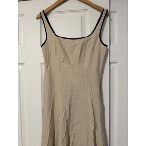 Zara Beige Black Trim Tank Maxi Dress Resort Beach Linen Capsule European thumbnail 3