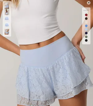 Aerie Lace Flowy Short in Eyelet Blue Size Small thumbnail 1