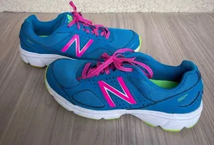 New Balance Teal Blue Sneakers with Hot Pink Accents thumbnail 1