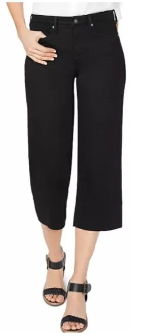 NYDJ Black Wash Wide Leg Cropped Capri Jeans thumbnail 1