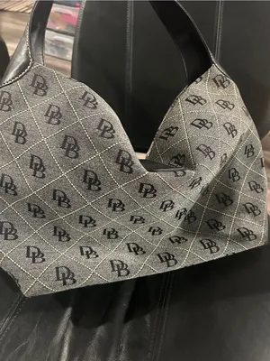 Dooney & Bourke Black and Gray Monogram Hobo with Gold Hardware thumbnail 6