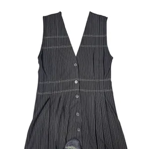 Zara black sleeveless pinstriped with a V-neckline and a button-down front thumbnail 2