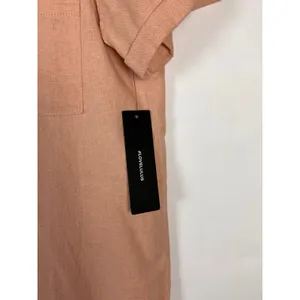 Lulus Dress M NWT Blush Pink Linen Blend Lace Up Shift Midi Pockets Resort thumbnail 11