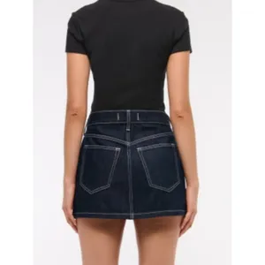 NWT Abercrombie & Fitch Denim Micro Mini Skirt Size 23 Dark Wash Y2K Indie thumbnail 3