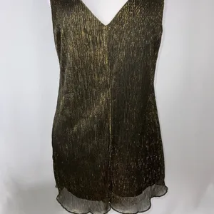 Honey Punch Spaghetti Strap Black & Gold Metallic Romper Small thumbnail 7
