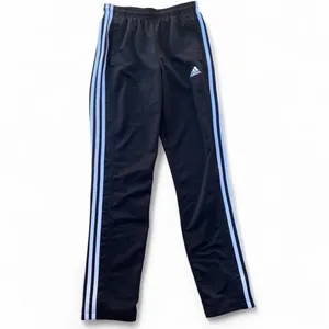 Black Adidas track pants with white stripes thumbnail 3