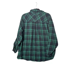 Westbound Woman Shirt 3X Green Plaid Roll Tab Sleeve Cotton Cabin Lumberjack thumbnail 2