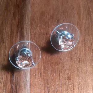Simulated Champagne Diamond Stainless Steel Solitaire Stud Earrings thumbnail 6