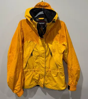 Marmot Ski Jacket‎ Medium Yellow Hood Waterproof Systems Nylon Vintage thumbnail 1