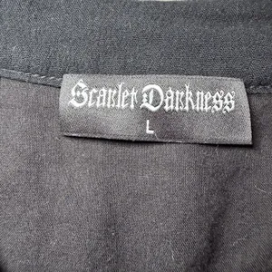 Scarlet Darkness Womens Size Large Black Lace Trim Smocked Waist Gothic Blouse thumbnail 4