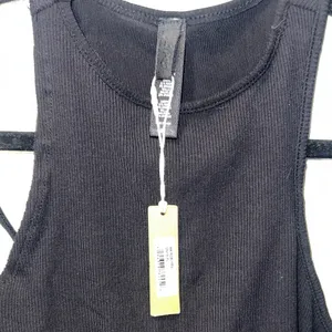 SKIMS Black Ribbed crop top XL onyx ribbed thumbnail 3
