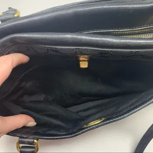 Coach Signature Hampton Black Monogram Canvas Leather Handbag thumbnail 8