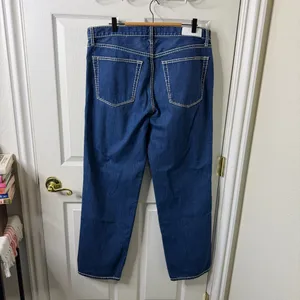 RE/DONE Loose Long‎ Jeans Blue Chunky Stitch Indigo High Rise Womens Size 30 thumbnail 7