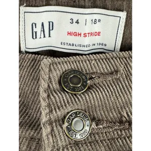 Gap High Stride Wide Leg Corduroy Pants Basic Brown Womens 18R 34 High Rise thumbnail 2