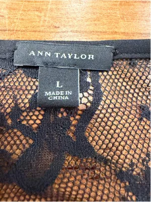 Ann Taylor Black Swiss Dot Lace Sheer Blouse Size Large V-Neck Button Front thumbnail 7