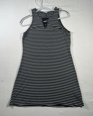 Aeropostale Women’s Size Large Black White Striped Sleeveless Mini Dress thumbnail 1