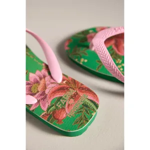 HAVIANAS X FARM RIO Thong Sandals in Green Size 9/10 thumbnail 2