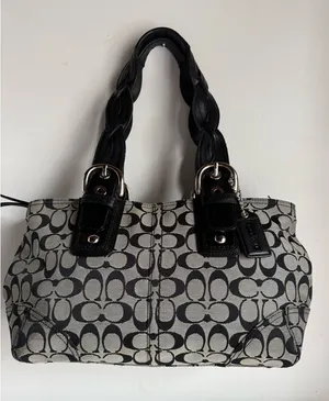 Coach Black  Grey Shoulder Bag Signature thumbnail 1