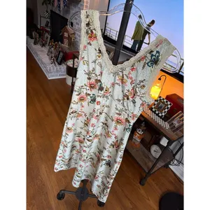 Free People floral mini dress intricate lace trim along the v-neckline velvet L thumbnail 6