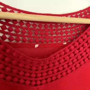 Red short sleeved summer t-shirt lightweight women's size medium embroidered thumbnail 3