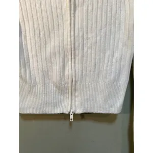 Divided H&M Women's Size Small Full Zip Cardigan Sweater White Ribbed Double Zip thumbnail 5