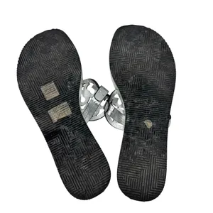 Tory Burch Miller Silver Metallic Leather Platform Wedge Sandals Logo Thong 9 thumbnail 9