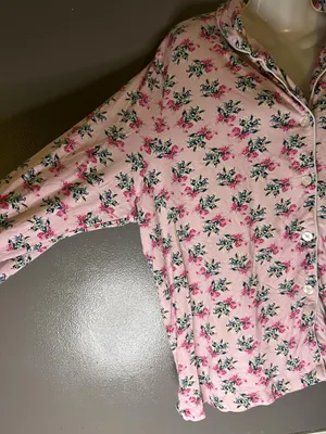 Vera Bradley Pajama Set Womens 2XL Pink Floral Jersey Button Front Lounge Pants thumbnail 4