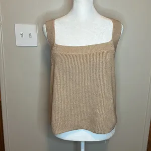 Reformation Yeta Cotton Ribbed Sweater Tank Sand Size XL thumbnail 5