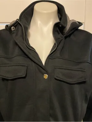 Big Chill Black Hooded Women's Trench Coat thumbnail 2
