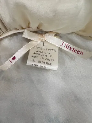 3sixteen silk Cream vintage Ruffle Wrap-Style Blouse size L thumbnail 7