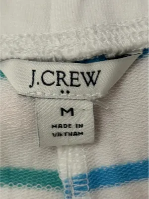 J.Crew white green blue striped drawstring knit shorts Medium coastal nautical thumbnail 5