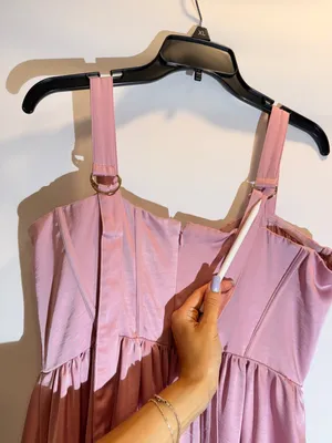 Aureta Showstopper Lilac Satin Corset Sweetheart Strappy Midi Dress Size L thumbnail 7