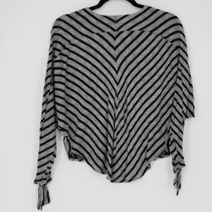 Free People‎ Morning Black White Stripe Small V Neck Dolman Tie Sleeve Top Boho thumbnail 10