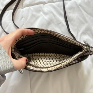 Vintage 90s Y2K Brighton Brown Leather Reptile Print Shoulder Bag‎ Hearts thumbnail 9