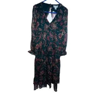 Band Of The Free Run The World Pine‎ Berry Paisley Empire Waist Midi Dress Small thumbnail 2