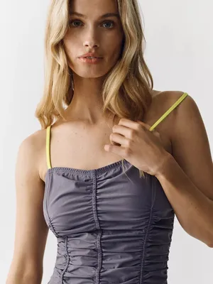 Anthropologie Daily Practice Ruched Drop Waist Mini Dress (New) thumbnail 4