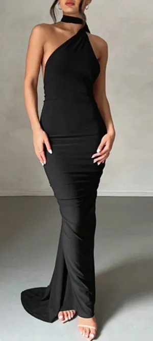 SheIn Ring Linked Ruched Backless Dress thumbnail 1