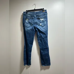 BKE Cropped Jeans in Deep Blue with Ripped Accents thumbnail 4