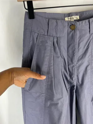 Vintage Christian Dior Actifs 80s High Rise Pleated Cotton Pants Size 10 thumbnail 3