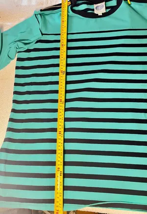 Diane Gilman DG2 Striped Long Sleeve Blue/Green W Gold Zipper Shoulder Accent XL thumbnail 10