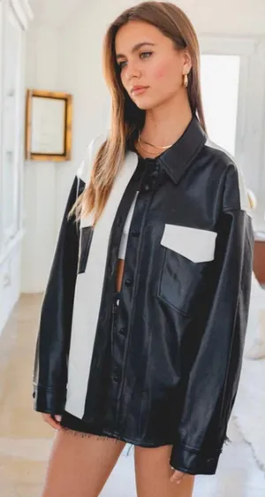 Leather shacket Black thumbnail 1