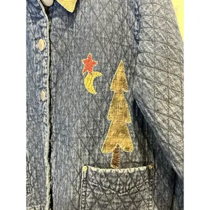 Don't Mess With Texas Quilted Denim Barn‎ Jacket XL Blue Patchwork Corduroy XL thumbnail 3