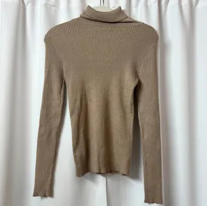 Ambiance Apparel NWOT Neutral Light Brown Ribbed Turtleneck Sweater thumbnail 2