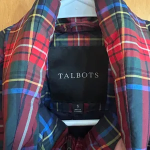Talbots Puffer Vest Women Small Multicolor Plaid Down‎ Fill Quilted Zip Front thumbnail 2