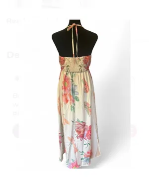 Multicolor Floral, Halter Maxi Dress, Tie Closure, Size S thumbnail 3