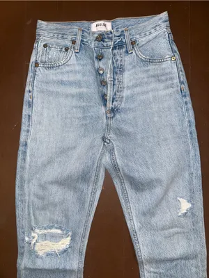 Agolde Light Blue Distressed Jeans thumbnail 3