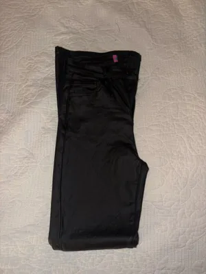 Edikted Luna Faux Leather Flare Jeans Petite thumbnail 3