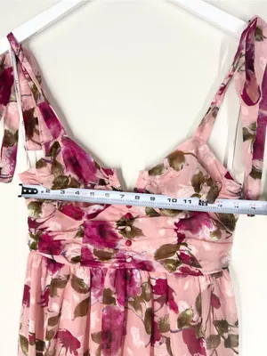 Lulu’s Pink Floral Tie-Shoulder Midi Dress thumbnail 11